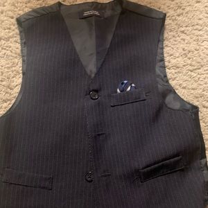 Navy blue pinstriped suit vest